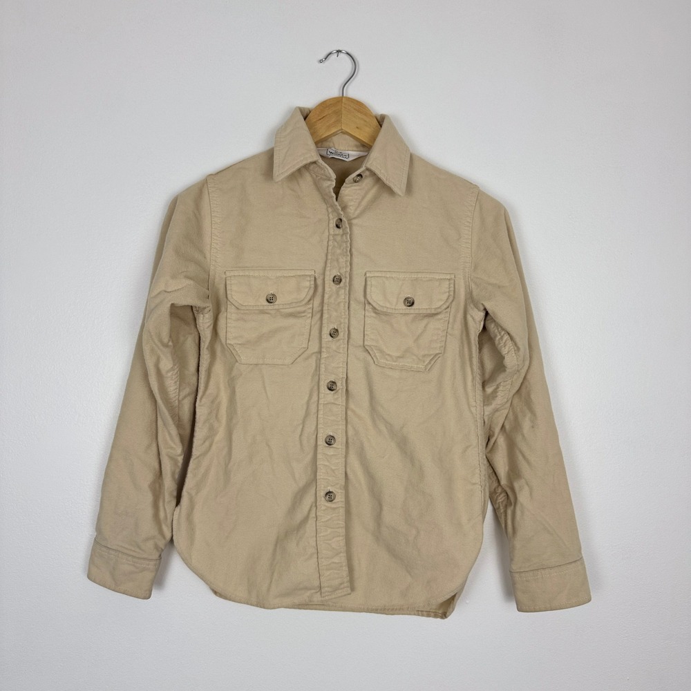 Woolrich Woman Vintage Tan Beige Cotton Button Up Shirt Women 7/8‎ Classic USA